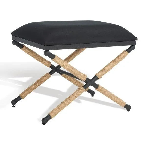 Carmelo Wood Ottoman in Black - The Mayfair Hall