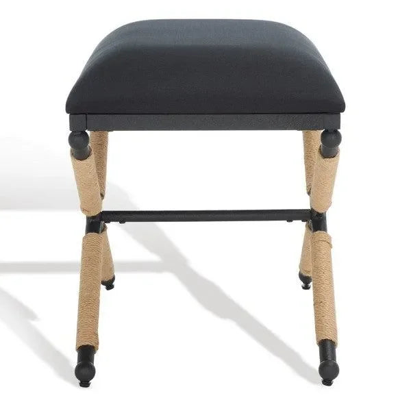 Carmelo Wood Ottoman in Black - The Mayfair Hall