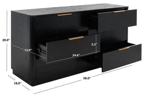Gabrietta Wood Drawer Dresser in Black - The Mayfair Hall
