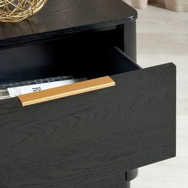 Gabrietta Oak Veneer Nightstand in Black - The Mayfair Hall