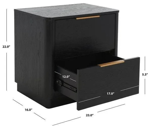Gabrietta Oak Veneer Nightstand in Black - The Mayfair Hall