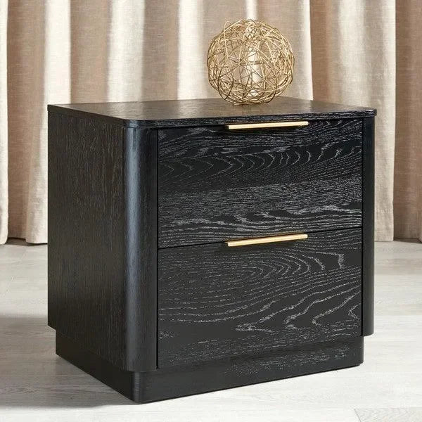 Gabrietta Oak Veneer Nightstand in Black - The Mayfair Hall