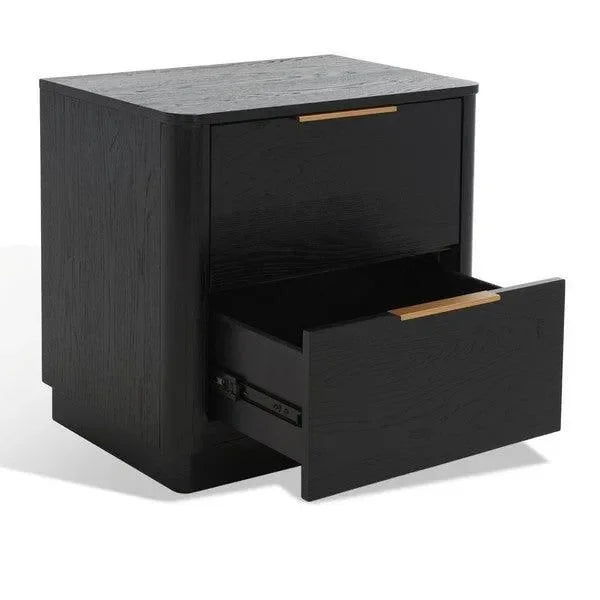 Gabrietta Oak Veneer Nightstand in Black - The Mayfair Hall