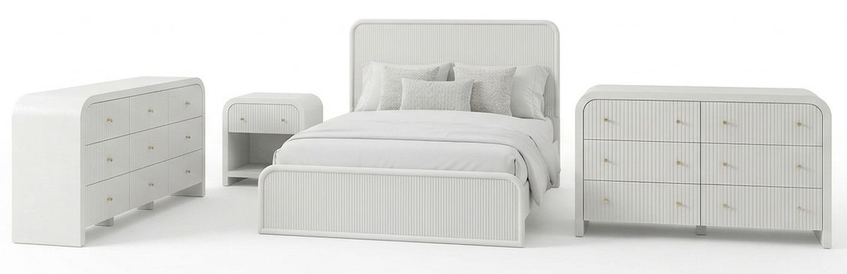 Liabella 6 Drawer Curved Dresser in White and Gold