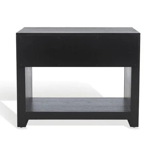 Darnell Rubberwood Nightstand in Black - The Mayfair Hall