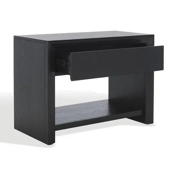 Darnell Rubberwood Nightstand in Black - The Mayfair Hall
