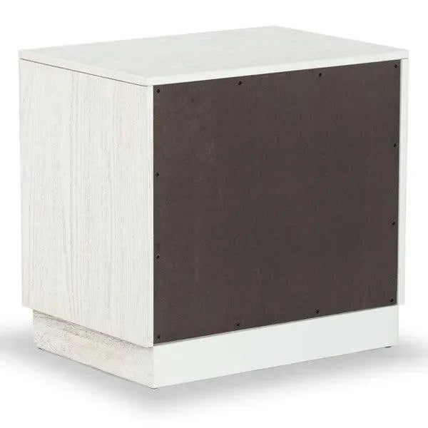 Deirdra Rubberwood Nightstand in White Wash - The Mayfair Hall