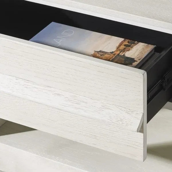 Deirdra Rubberwood Nightstand in White Wash - The Mayfair Hall