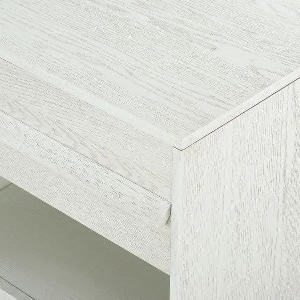 Deirdra Rubberwood Nightstand in White Wash - The Mayfair Hall