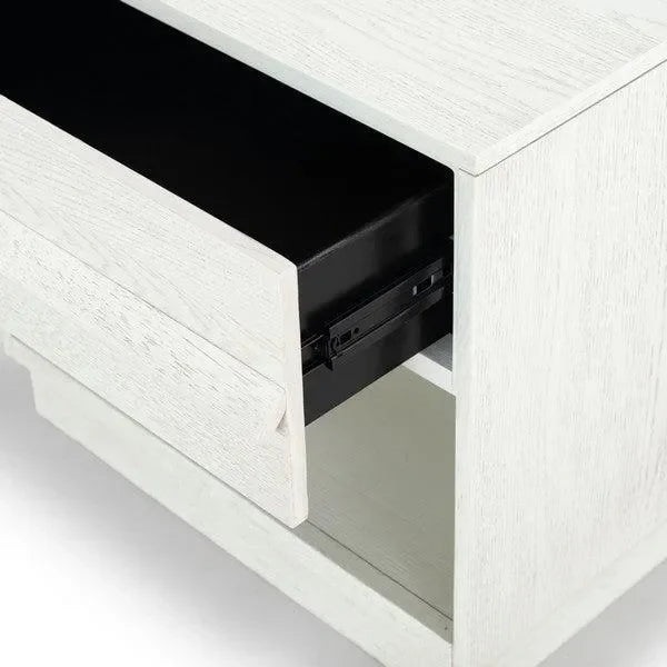 Deirdra Rubberwood Nightstand in White Wash - The Mayfair Hall