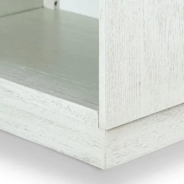 Deirdra Rubberwood Nightstand in White Wash - The Mayfair Hall