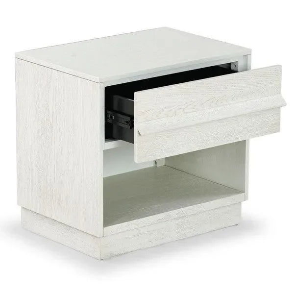 Deirdra Rubberwood Nightstand in White Wash - The Mayfair Hall