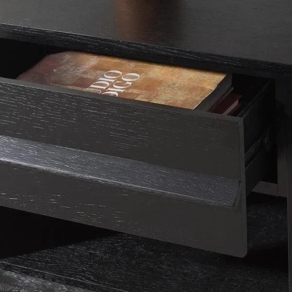 Deirdra Rubberwood Nightstand in Black - The Mayfair Hall