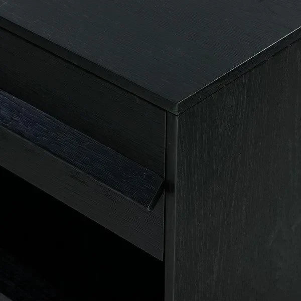 Deirdra Rubberwood Nightstand in Black - The Mayfair Hall