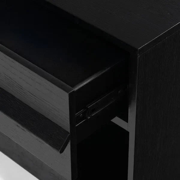 Deirdra Rubberwood Nightstand in Black - The Mayfair Hall