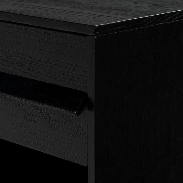 Deirdra Rubberwood Nightstand in Black - The Mayfair Hall