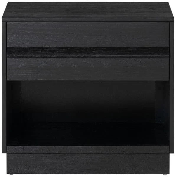 Deirdra Rubberwood Nightstand in Black - The Mayfair Hall