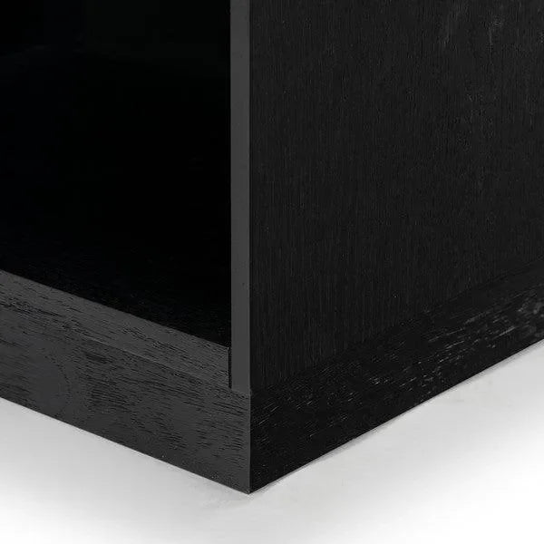Deirdra Rubberwood Nightstand in Black - The Mayfair Hall