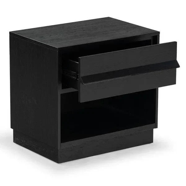 Deirdra Rubberwood Nightstand in Black - The Mayfair Hall