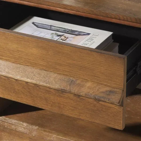 Deirdra Rubberwood Nightstand in Medium Oak - The Mayfair Hall
