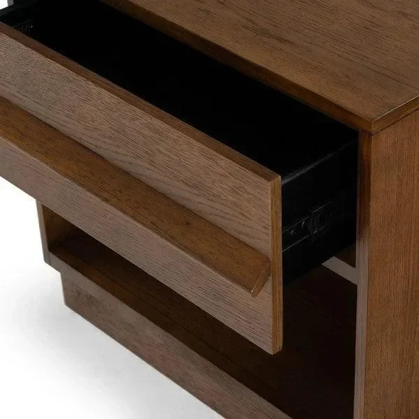 Deirdra Rubberwood Nightstand in Medium Oak - The Mayfair Hall