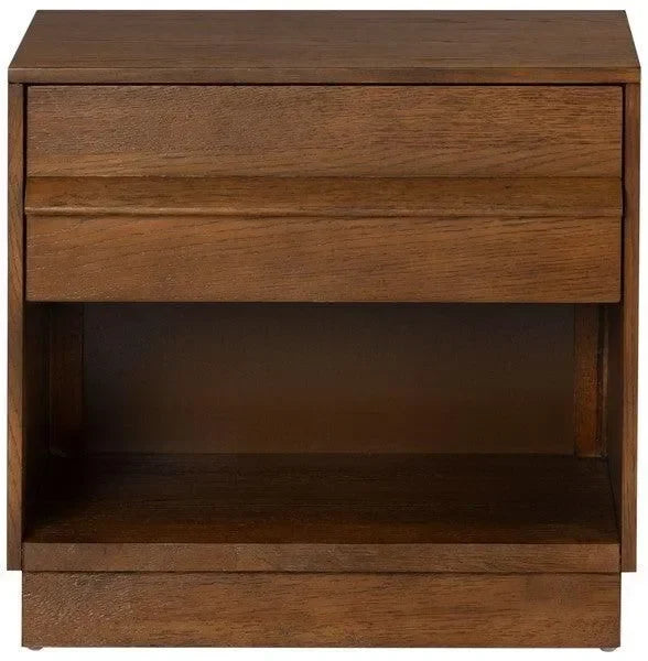 Deirdra Rubberwood Nightstand in Medium Oak - The Mayfair Hall