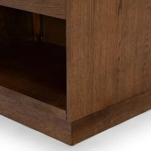 Deirdra Rubberwood Nightstand in Medium Oak - The Mayfair Hall