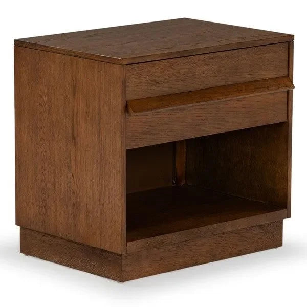 Deirdra Rubberwood Nightstand in Medium Oak - The Mayfair Hall