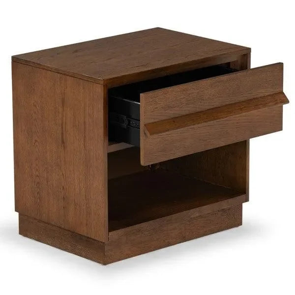 Deirdra Rubberwood Nightstand in Medium Oak - The Mayfair Hall