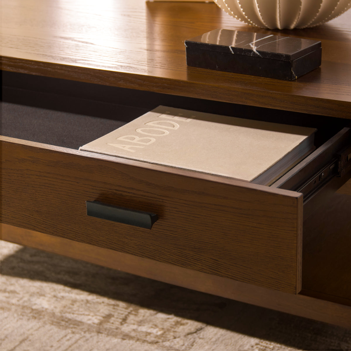 Jaylessa Wood 1 Drawer Coffee Table in Medium Oak
