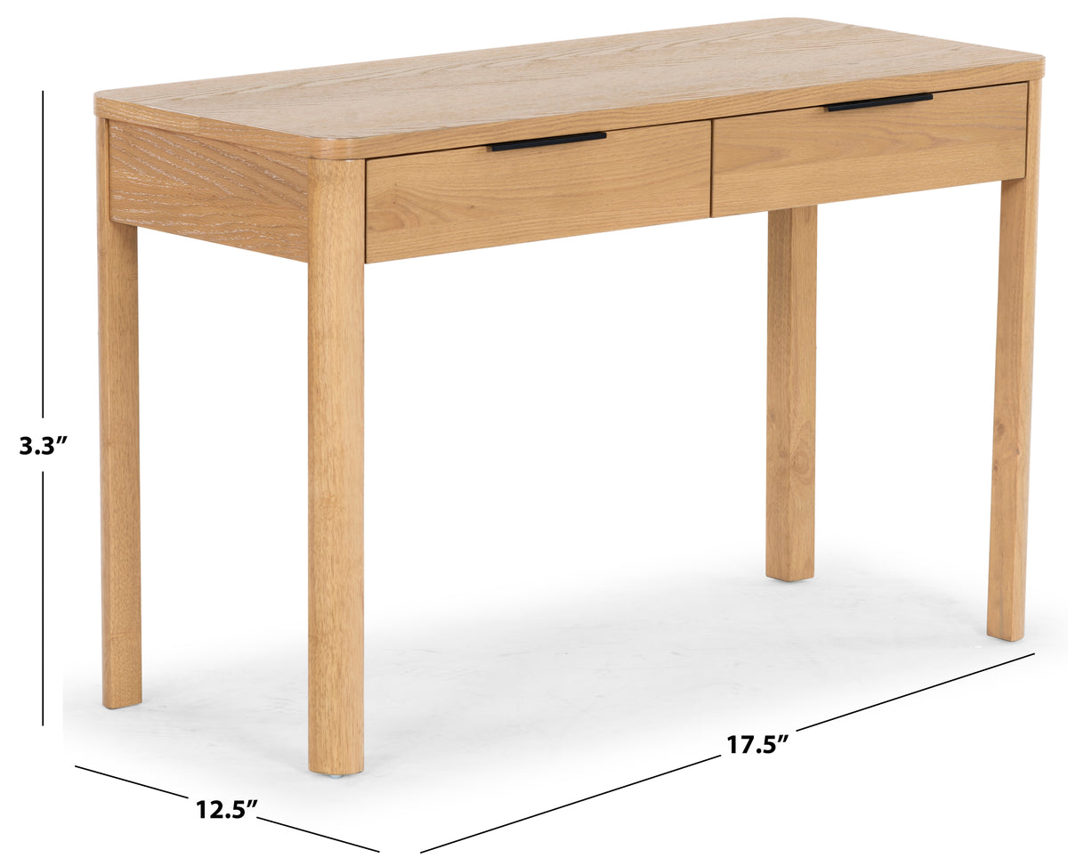Gabrietta 2 Drawer Wood Desk in Natural and Black