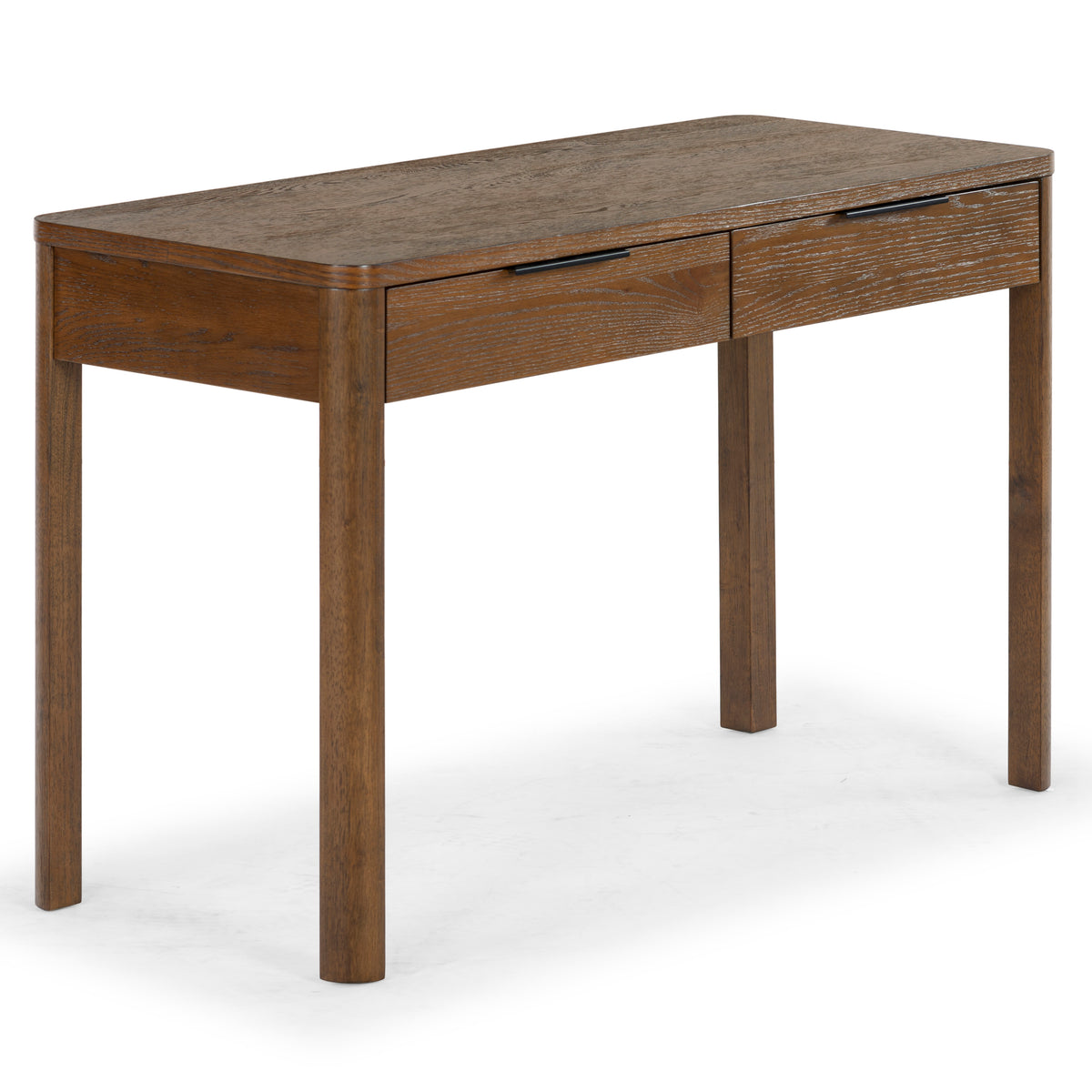 Gabrietta 2 Drawer Wood Desk in Medium Oak and Black