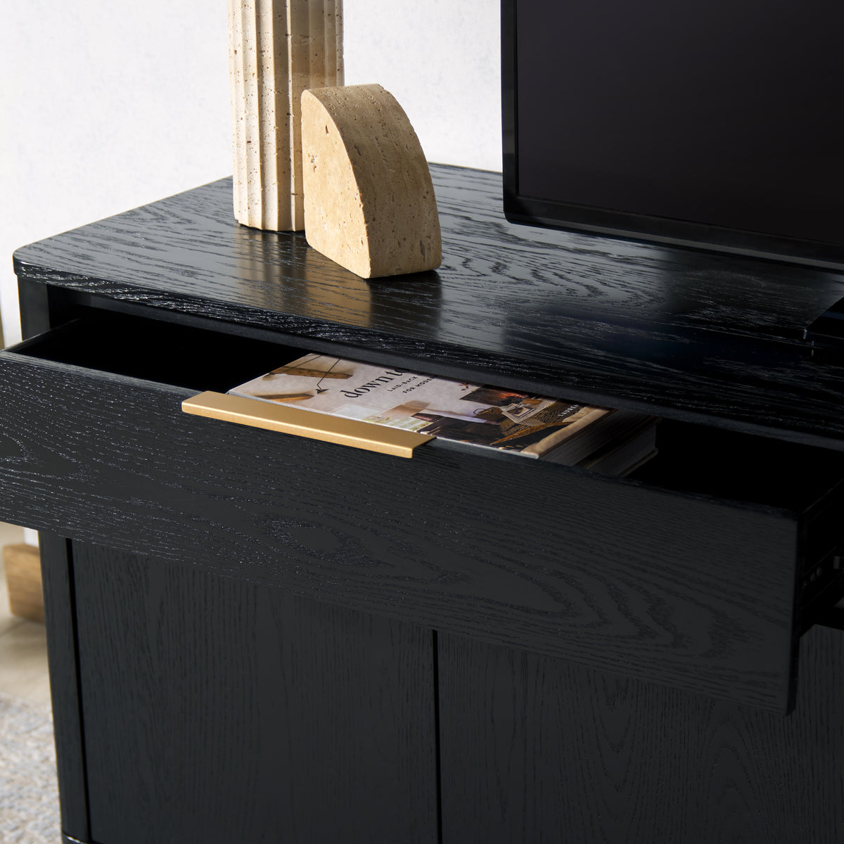 Gabrietta 2 Drawer Wood Sideboard And TV Stand in Black