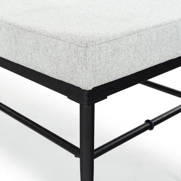 Theabella Wood Bench in Black and Light Gray with Metal Frame - The Mayfair Hall