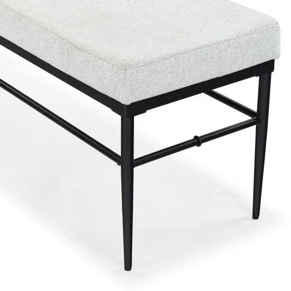 Theabella Wood Bench in Black and Light Gray with Metal Frame - The Mayfair Hall