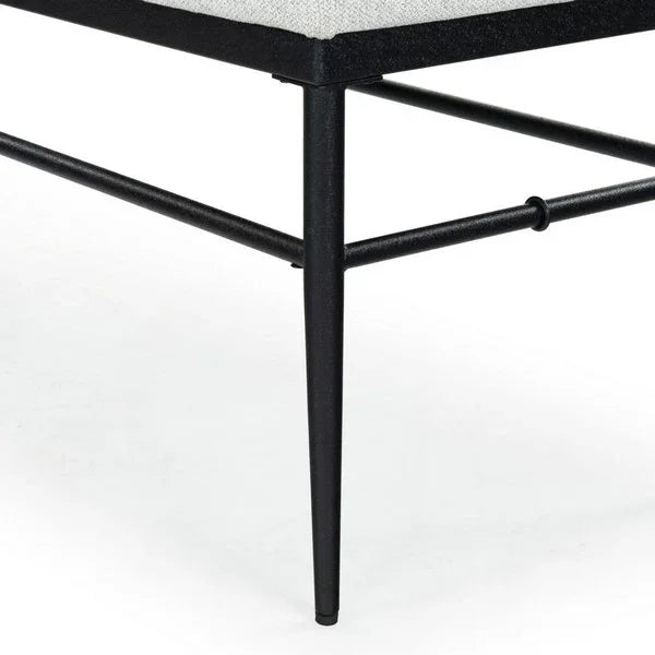 Theabella Wood Bench in Black and Light Gray with Metal Frame - The Mayfair Hall