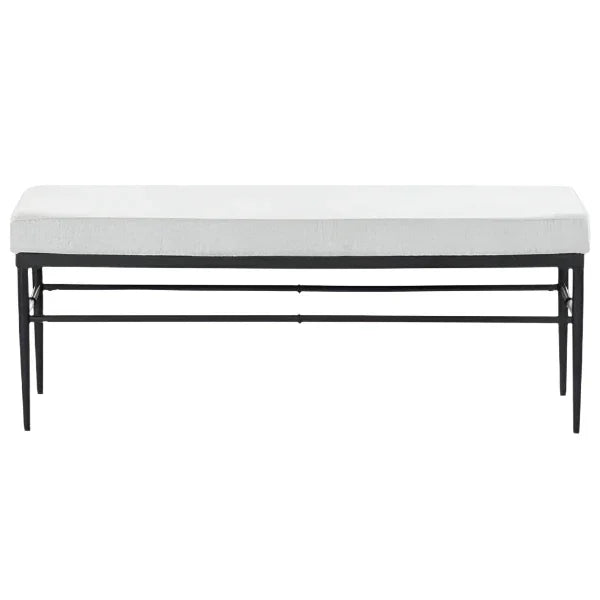 Theabella Wood Bench in Black and Light Gray with Metal Frame - The Mayfair Hall