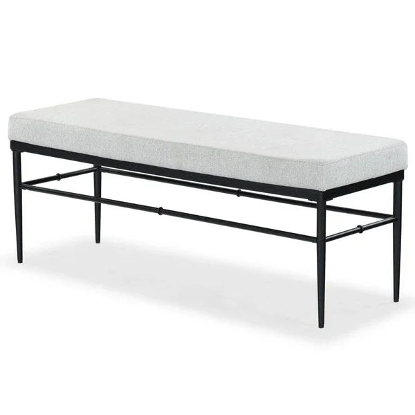 Theabella Wood Bench in Black and Light Gray with Metal Frame - The Mayfair Hall