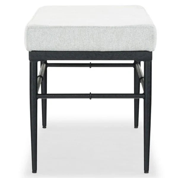Theabella Wood Bench in Black and Light Gray with Metal Frame - The Mayfair Hall