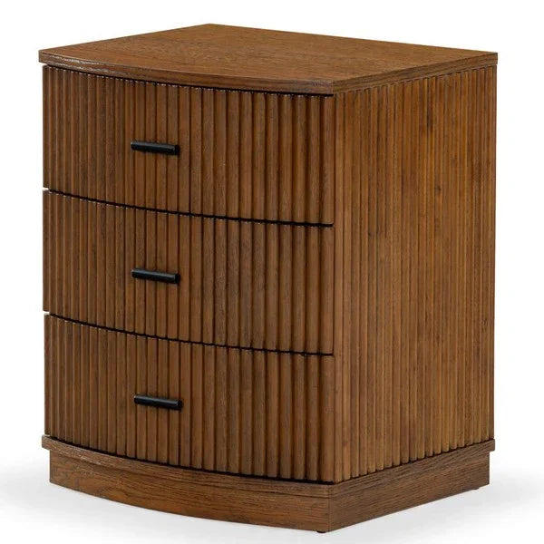 Shelbie Wood Nightstand in Medium Oak and Black - The Mayfair Hall