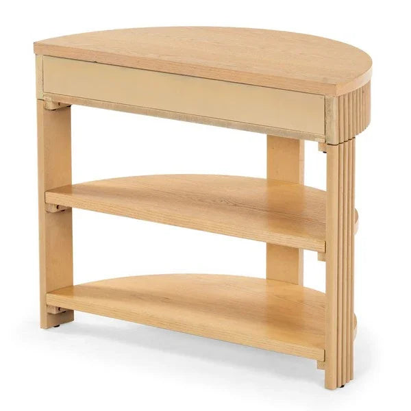 Shelbie Wood and Metal Console Table in Oak - The Mayfair Hall