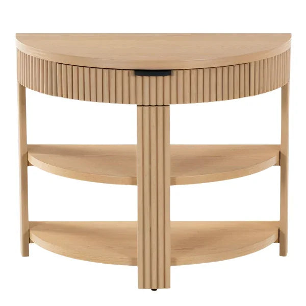 Shelbie Wood and Metal Console Table in Oak - The Mayfair Hall