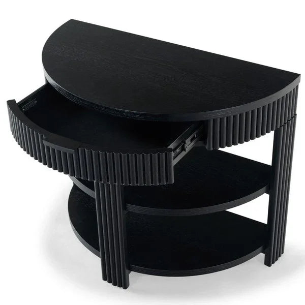 Shelbie Wood and Metal Console Table in Black - The Mayfair Hall