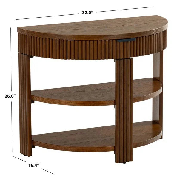 Shelbie Wood and Metal Console Table in Medium Oak - The Mayfair Hall
