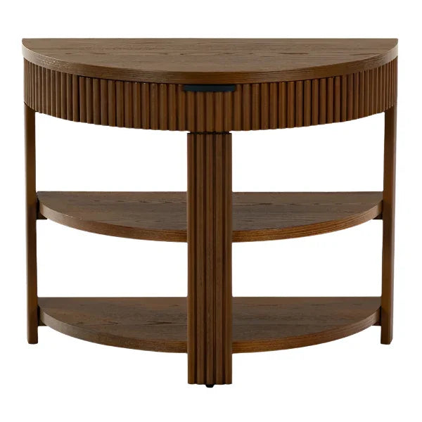 Shelbie Wood and Metal Console Table in Medium Oak - The Mayfair Hall
