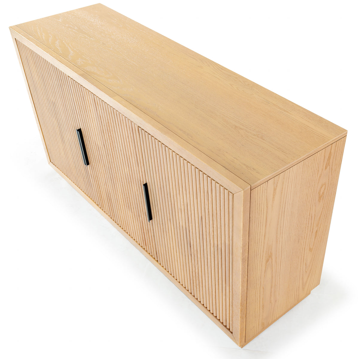Shelbie 3 Door Reeded Sideboard And TV Stand in Oak and Black