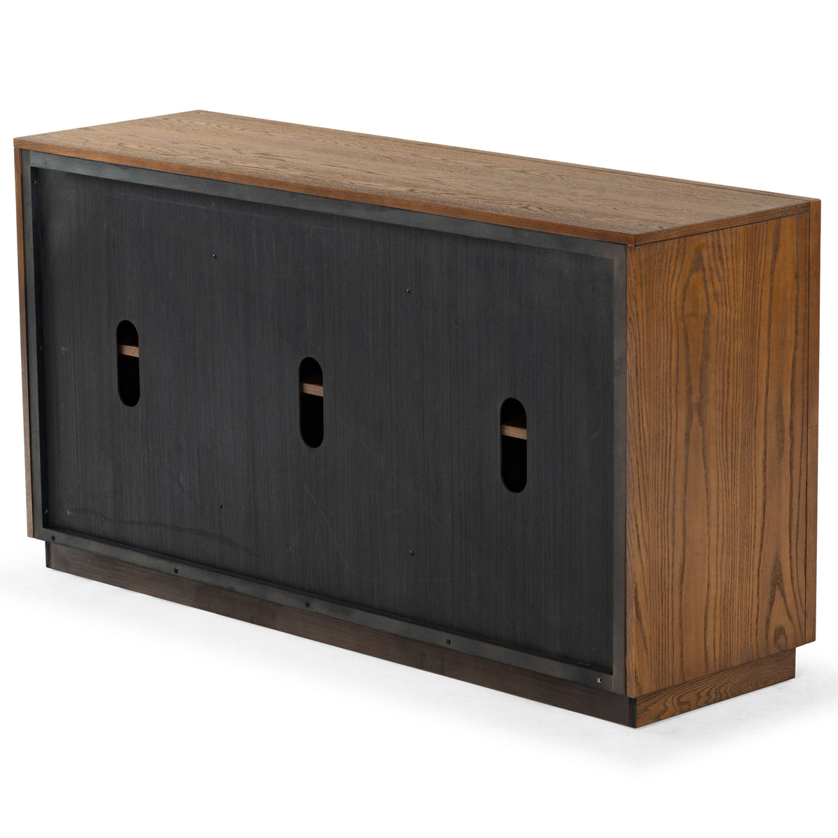 Shelbie 3 Door Reeded Sideboard And TV Stand in Medium Oak and Black