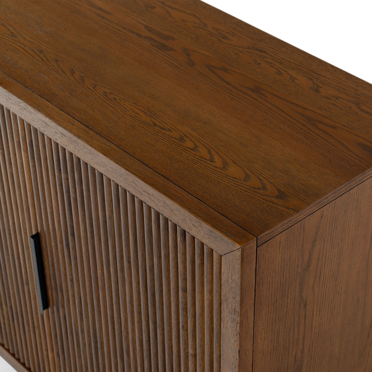 Shelbie 3 Door Reeded Sideboard And TV Stand in Medium Oak and Black