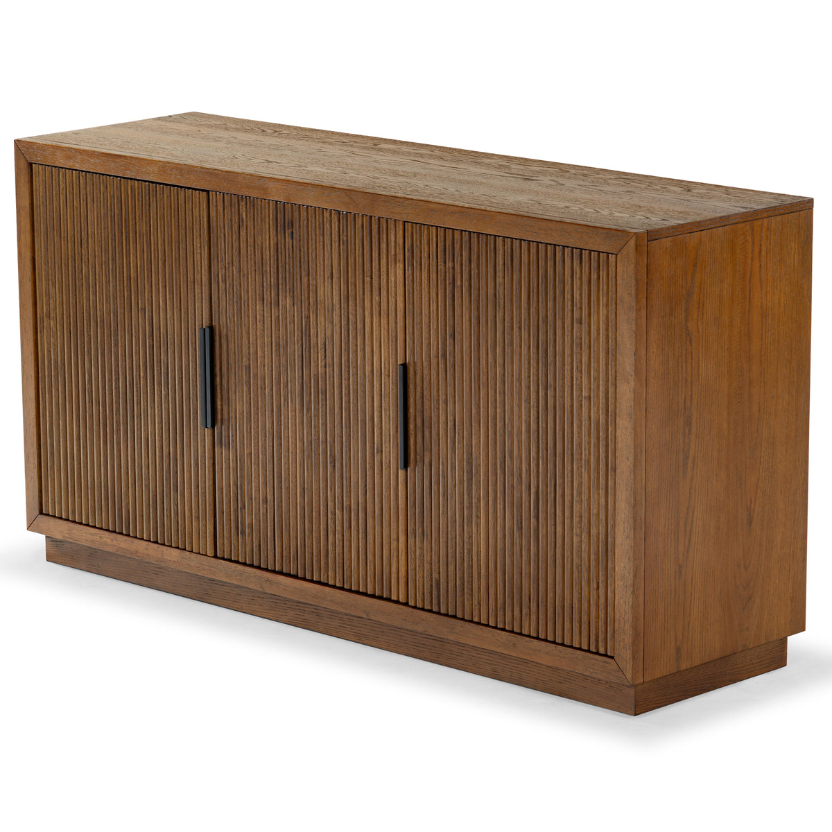 Shelbie 3 Door Reeded Sideboard And TV Stand in Medium Oak and Black