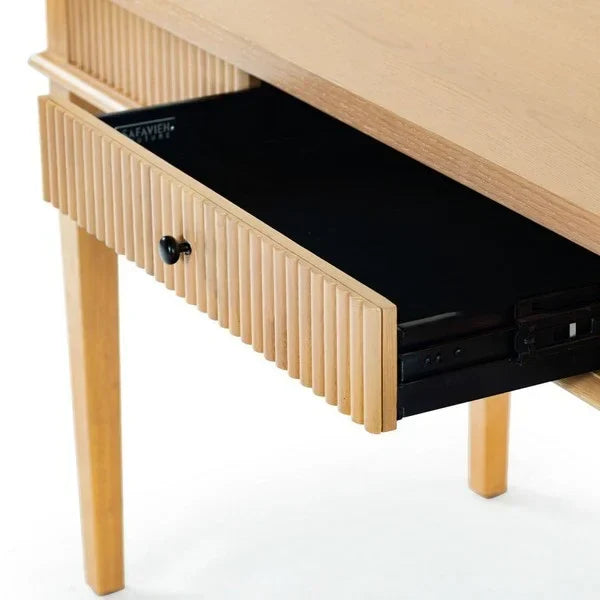 Shelbie Wood Desk in Oak and Black - The Mayfair Hall